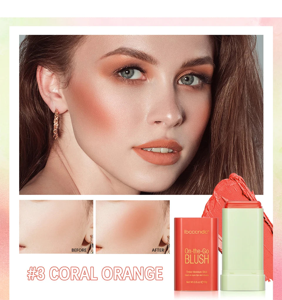 Tidesmit moisture stick orange blush texture close-up showing high color hydrating waterproof face makeup formula