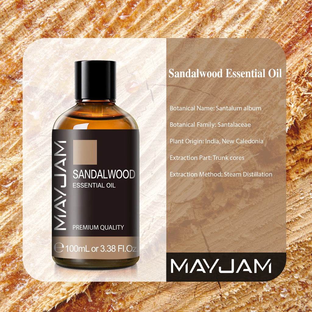 MAYJAM 1PCS 100ML Essential Oil with Dropper Sandalwood Lavender Eucalyptus Vanilla Aroma Oil For Humidifier Scent Candle Burner