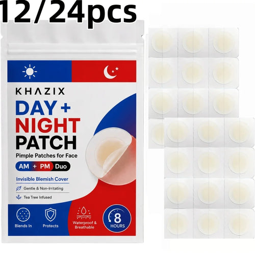Hydrocolloid acne patch pack, day+night pouch style, 12/24 count