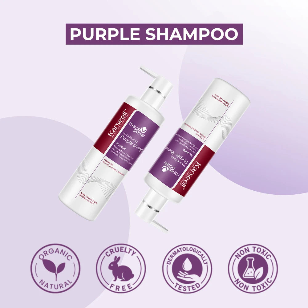 Karseell Purple Shampoo Neutralizes Brass & Yellow Tones Color-Correcting Shampoo For Blonde Silver Gray Highlighted Hair