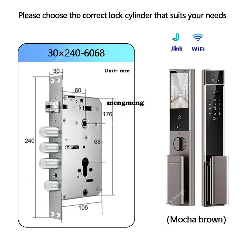 RAYKUBE S90 Jlink WiFi 3D Facial Palm Vein Recognition Rechargeable Smart Fingerprint Lock With Dual WIFI Cameras APP Video Call
