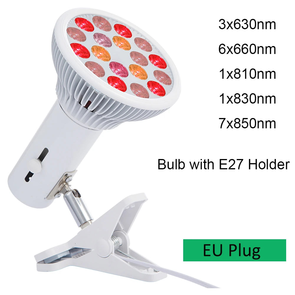 54W Red LED Light Therapy Bulb 630nm 660nm 810nm 830nm 850nm Infrared Light Bulb E27 Red Light