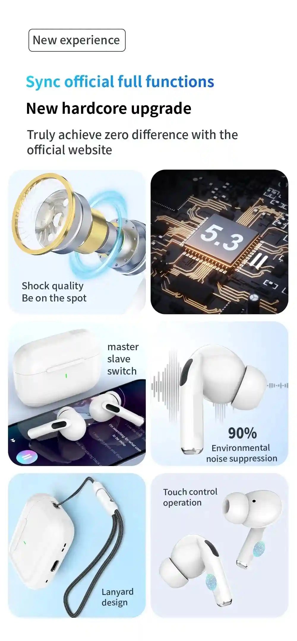 Tidesmit Wireless Bluetooth Earbuds with Active Noise Cancellation (ANC) Tidesmit
