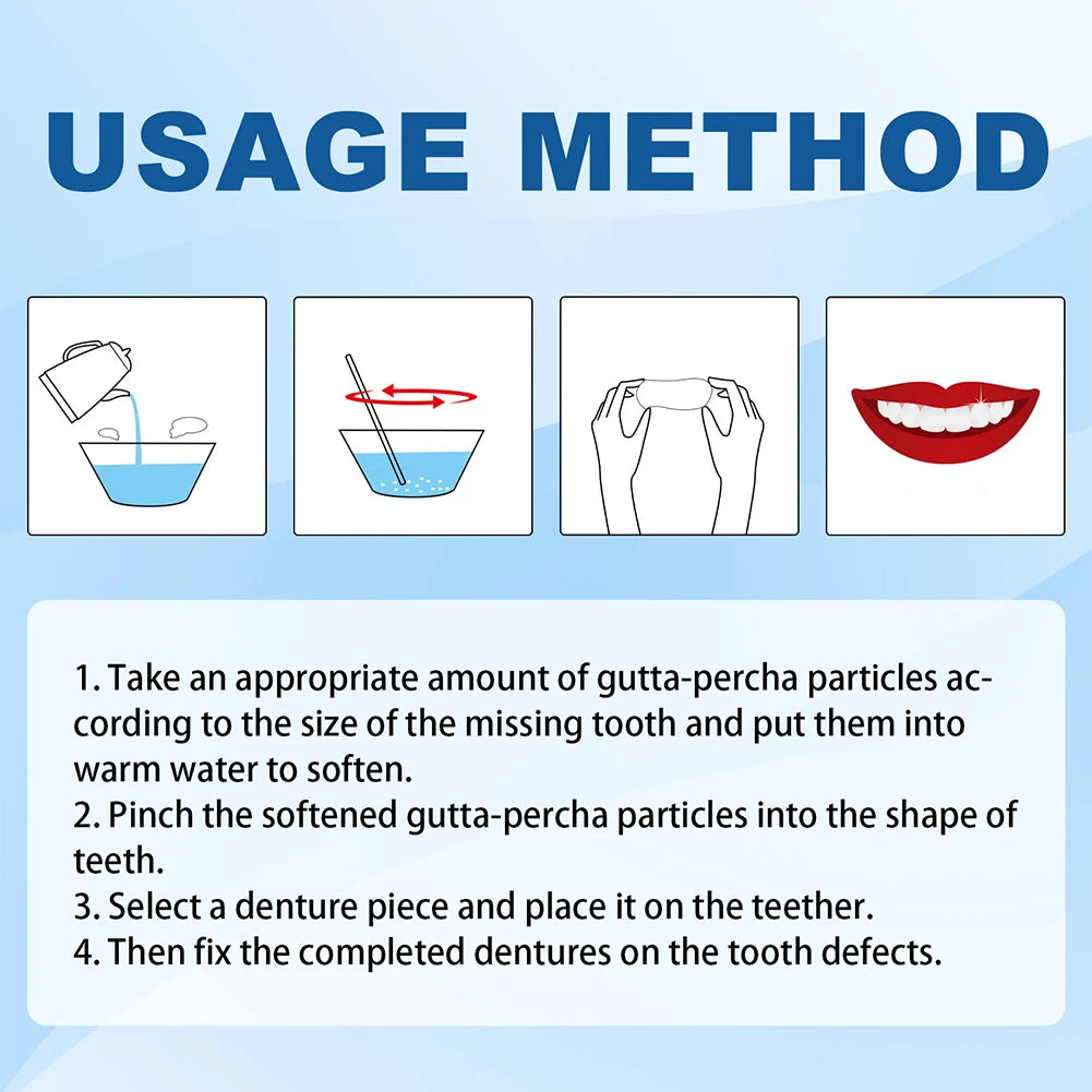 Tidesmit resin false teeth solid gum temporary filling kit for restorative dentistry and denture care