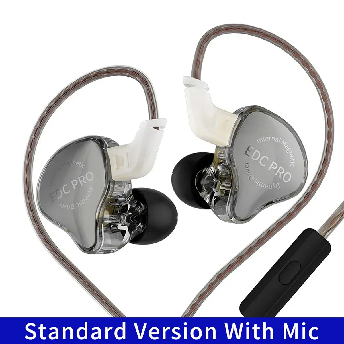 KZ EDC Pro HiFi In-Ear Monitor Wired Earphones by Tidesmit Gray With Mic Tidesmit