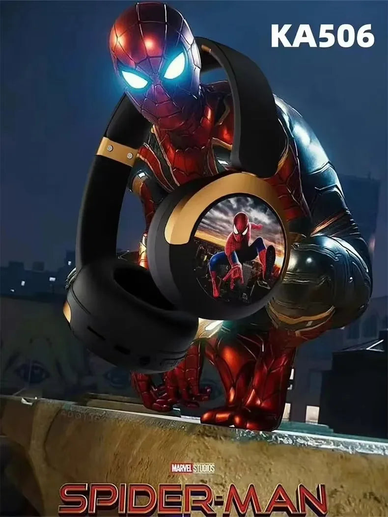 Spider Man Kids Wireless Headphones - Foldable Over-Ear Bluetooth Audio Tidesmit