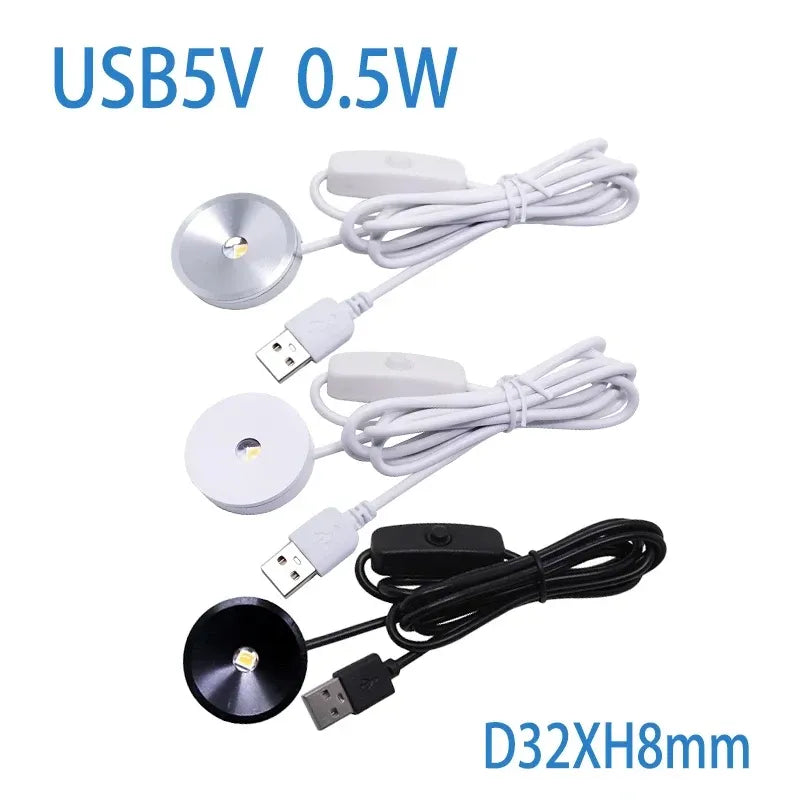 USB 0.5W flat recessed light kit with three puck units and USB cable
