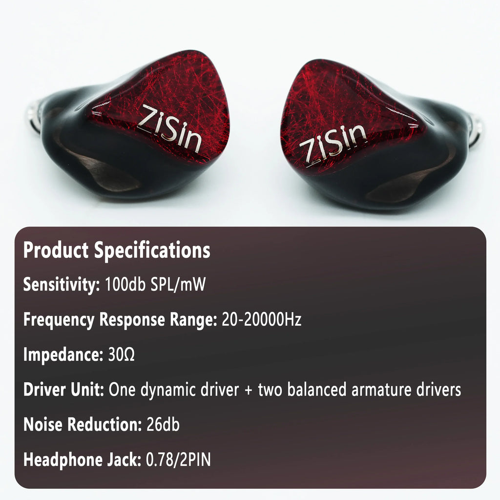 Vermilion Flame Hybrid 1DD+2BA IEM Earphones by Tidesmit Tidesmit