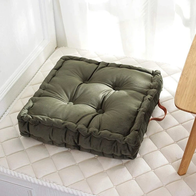 Square Thick Floor Seating Cushions Tufted Meditation Pillow Floor Pillow Seating with Carrying Handle Tatami Pad Christmas Gift