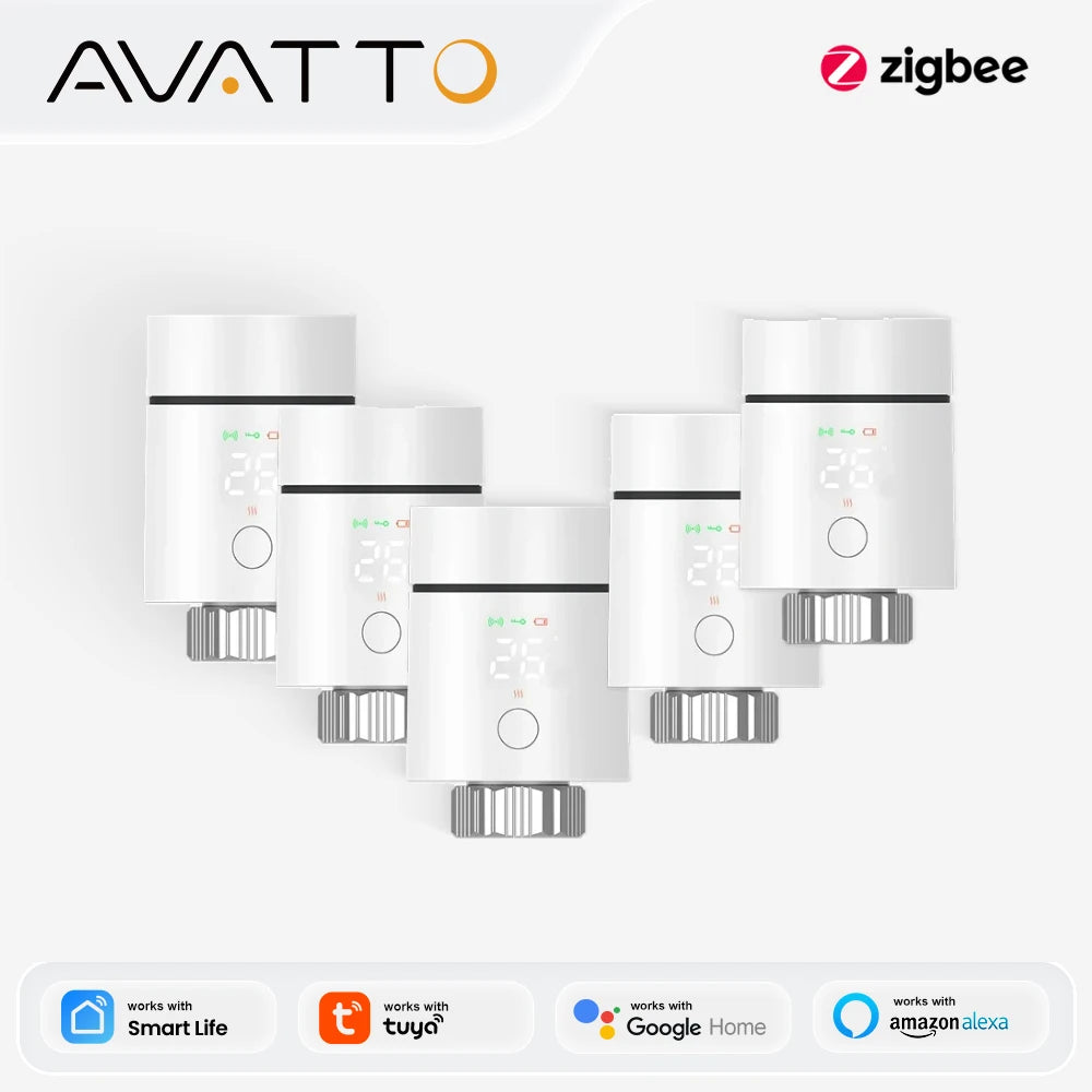 AVATTO ZigBee 3.0 Thermostat Radiator Valve,Smart TRV Thermostatic Valve Temperature Controller Support Alexa Google Home
