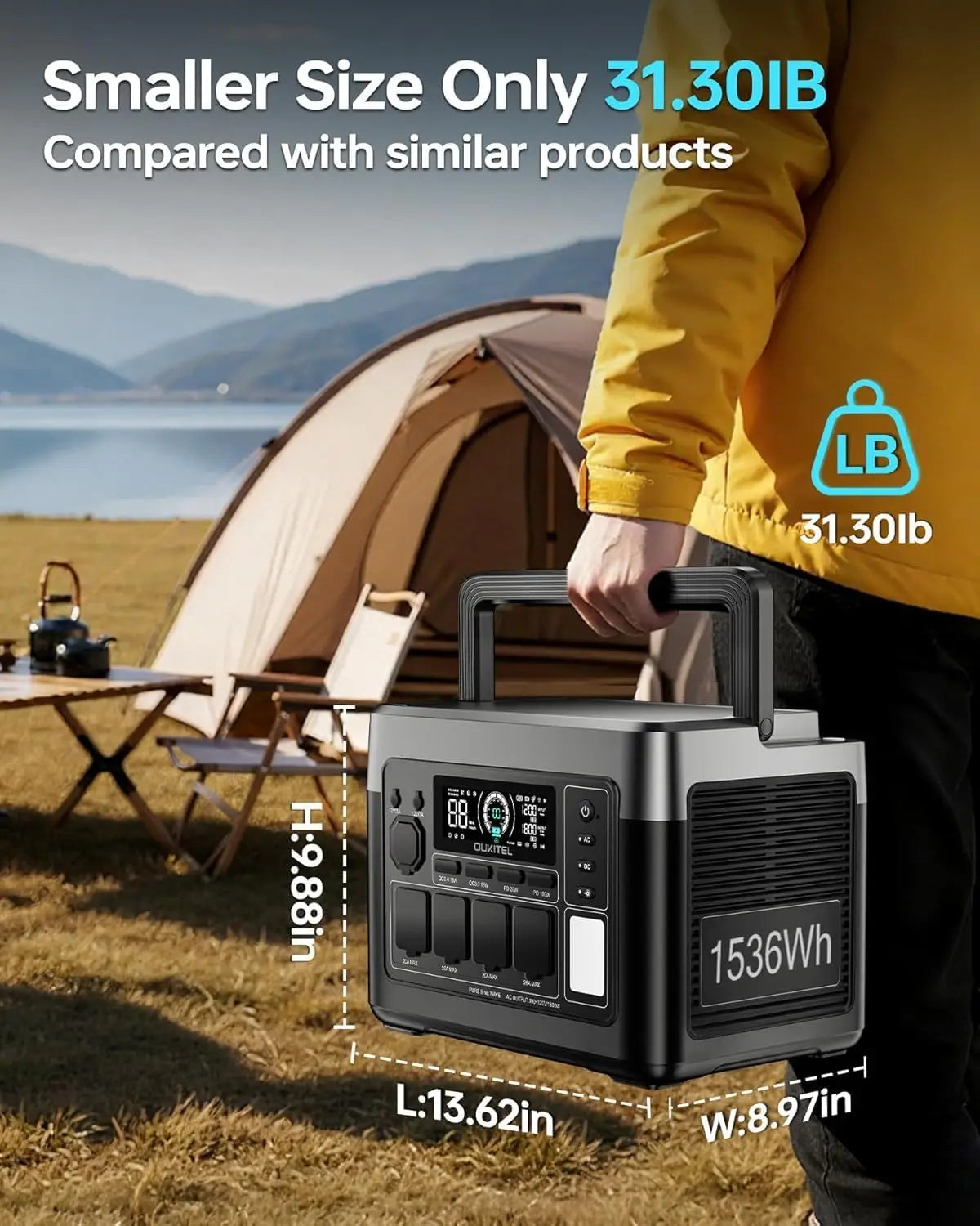 OUKITEL P1500 PLUS Portable  Power Station 1536Wh 1800W Solar Generator APP Control LiFePO4 Battery Generator for Travel Camping
