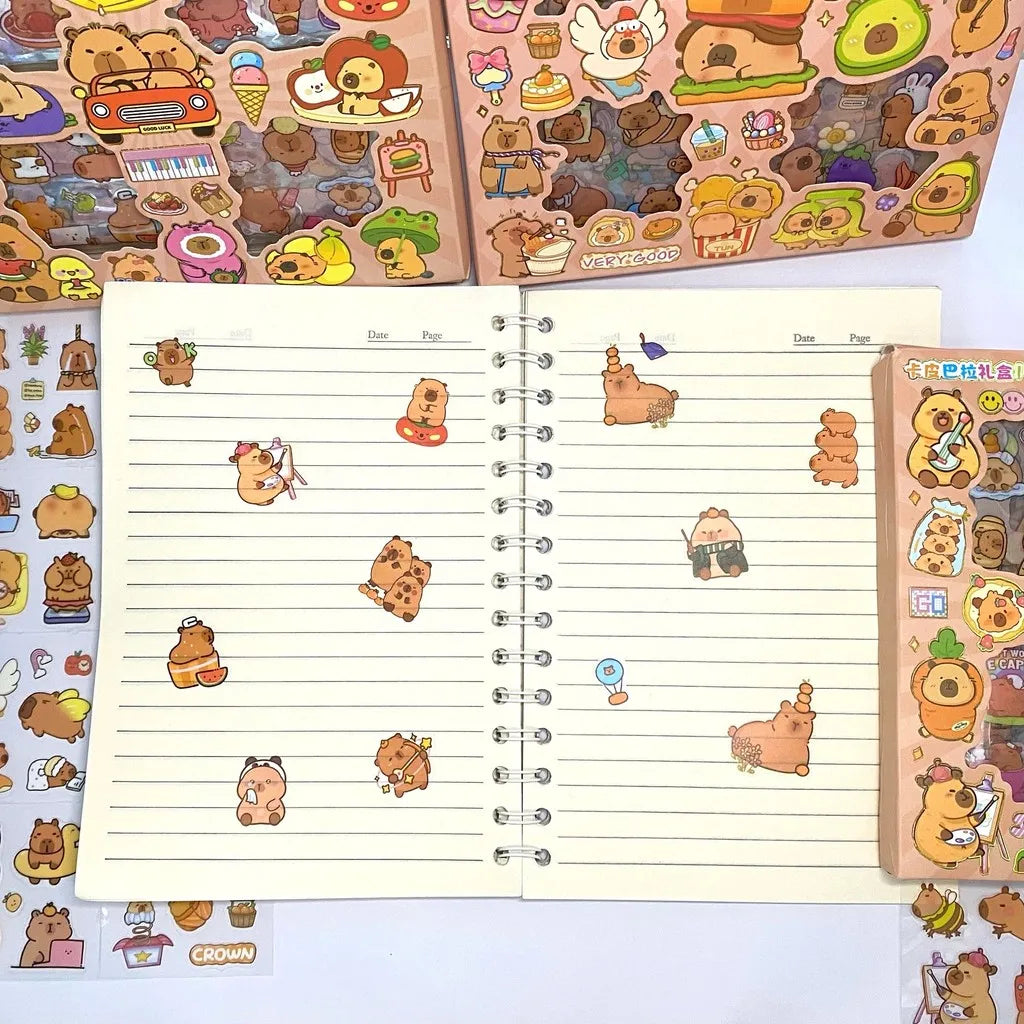 Capybara Cartoon Sticker Pack (100 Designs) | Removable Waterproof Decals for DIY Crafts & Home Decor