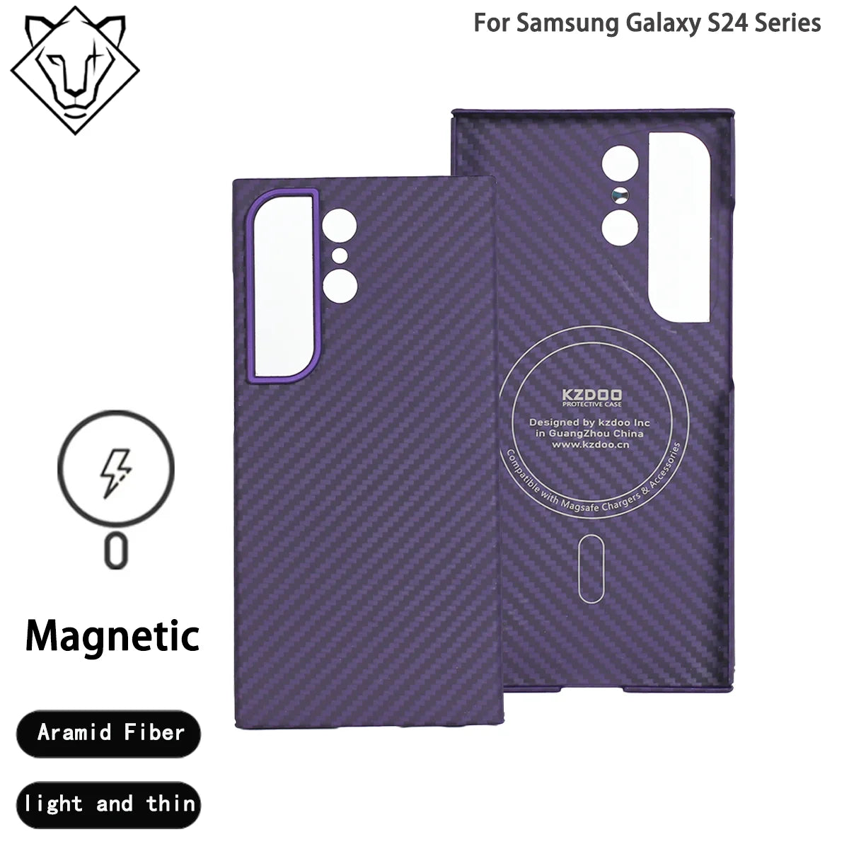 Samsung Galaxy S24 Ultra Aramid Fiber Case: Slim Military-Grade Protection Purple Tidesmit