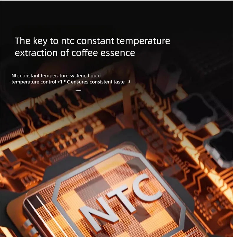 Coffee machine internal circuit board featuring NTC constant temperature extraction technology for precise brewing.