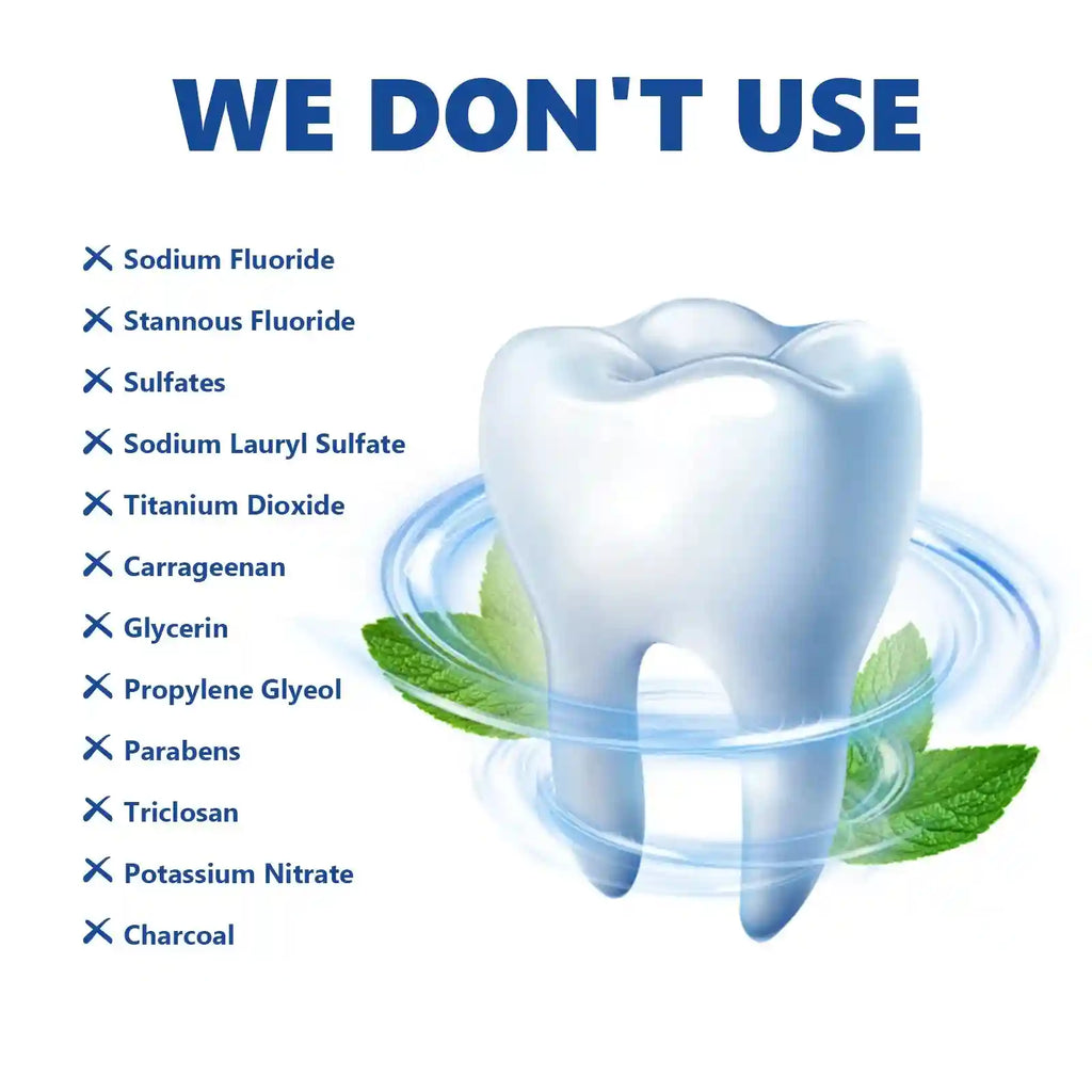 Tidesmit toothpaste tablets with nano-hydroxyapatite for teeth whitening, stain removal, and enamel strengthening.