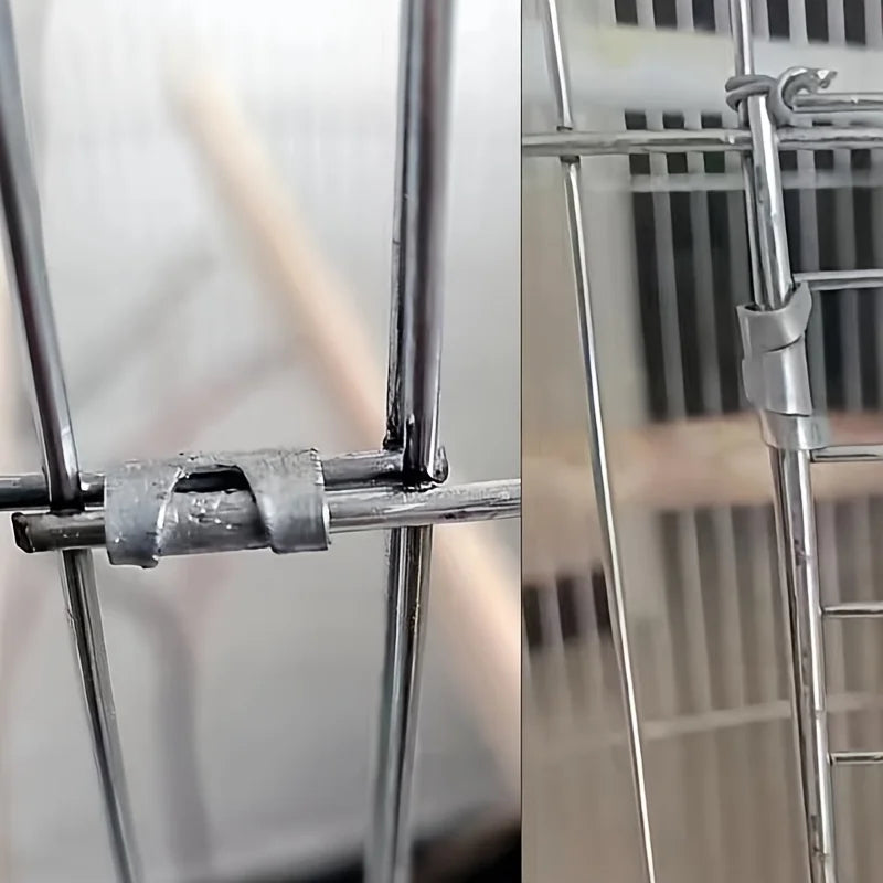300pcs stainless steel pet cage fasteners for easy assembly and repair of chicken, rabbit, and bird cages.