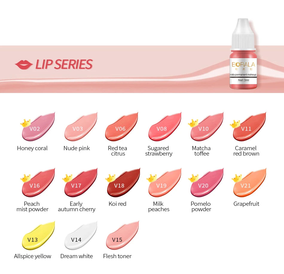 Permanent Makeup Lip Pigments 3ml for Professional Microblading PMU Devices Permanent Makeup Machines Tidesmit