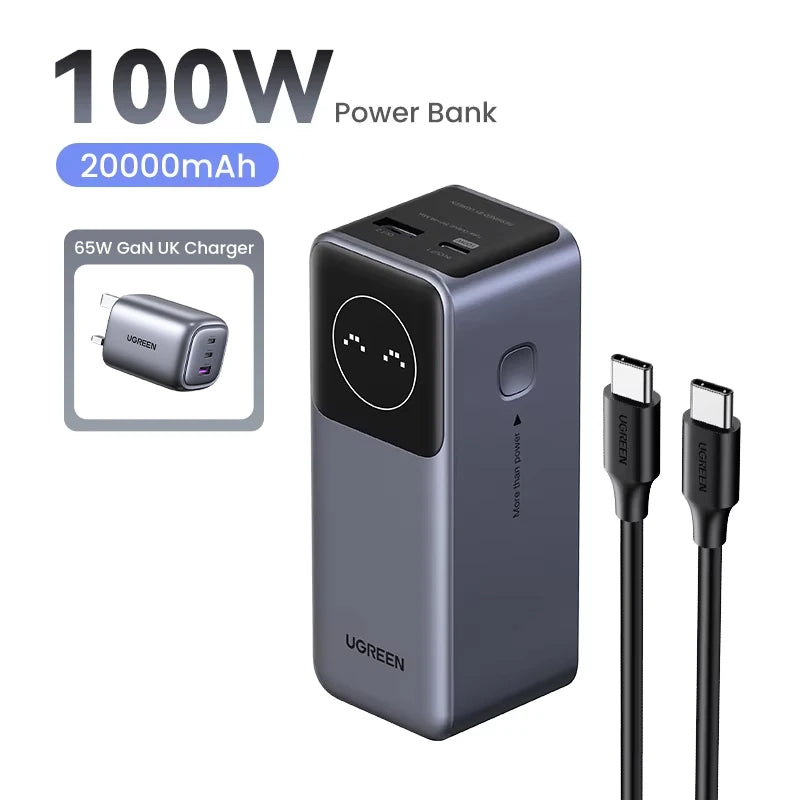 Portable Power Bank 130W 20000mAh PD Fast Charging Battery Pack 20000mAh UK Bundle Tidesmit
