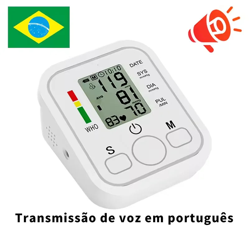 Digital Blood Pressure Monitor Upper Arm Cuff Home Use Automatic BP Tonometer Sensor Pulse Rate Meter Sphygmomanometer