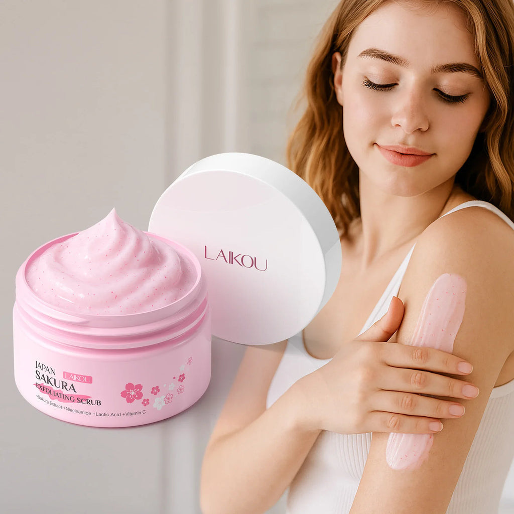 Sakura Exfoliating Scrub for Face & Body 100g - Natural Deep Cleansing Formula Scrubs Treatments Default Title Tidesmit