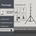 LED Ring Light With Tripod Stand - Dimmable Video Lamp for Content Creation 30Light BK55 Tidesmit