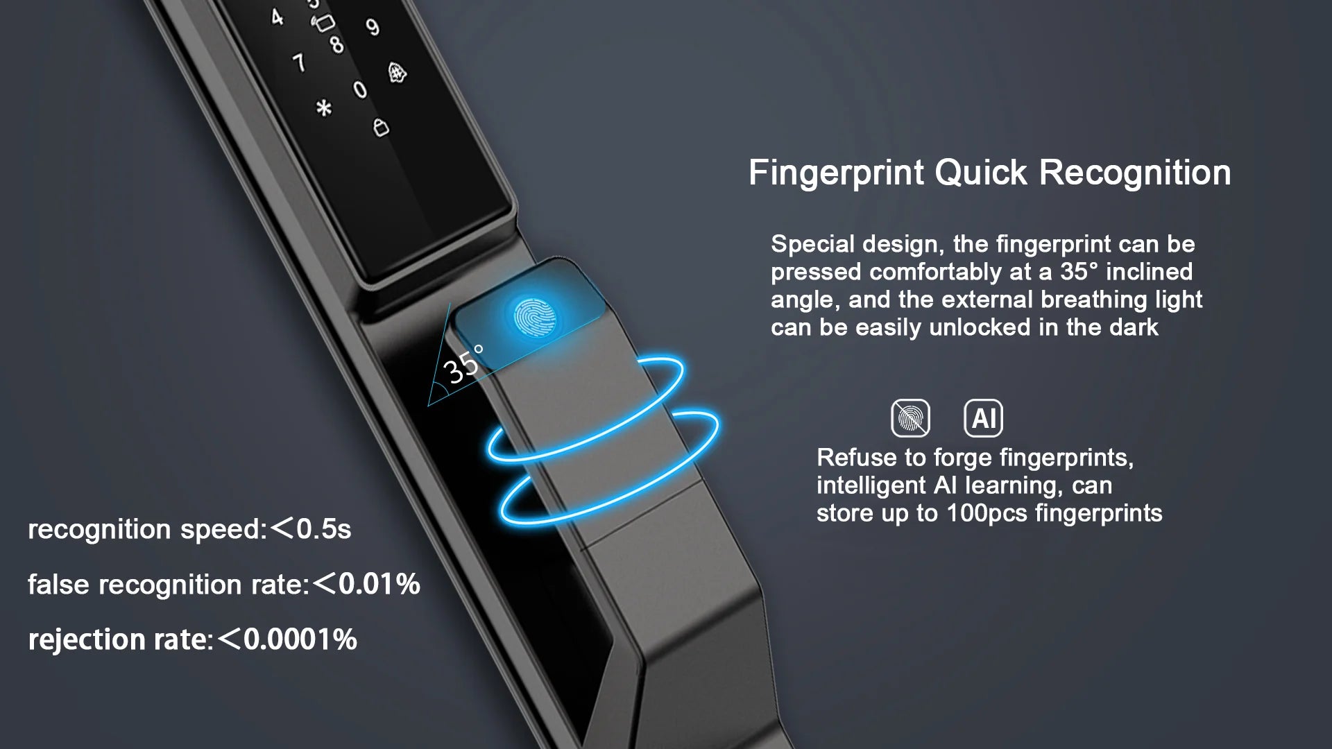 Waterproof Outdoor Smart  Lock Wifi Alexa Tuya APP Aluminium Alloy Material Fingerprint Password Smart Door Lock With Camera