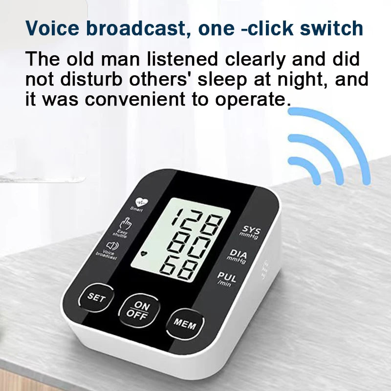 Voice BP Sphygmomanometer Heart Rate Pulse Tonometer Russian / Arabic / Spanish / Portuguese Voice Arm Blood Pressure Monitor