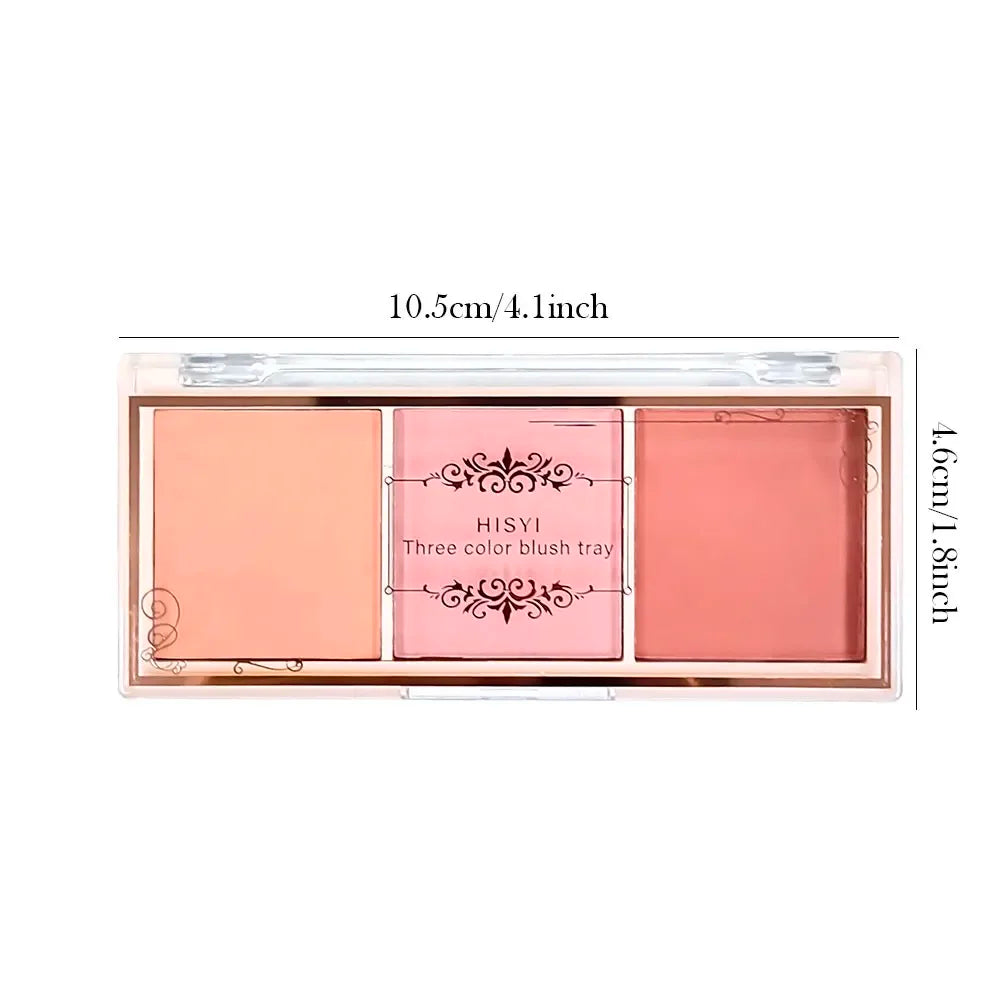 Tidesmit HISYI three-color matte blush texture close-up featuring natural pigment and long-lasting face makeup finish