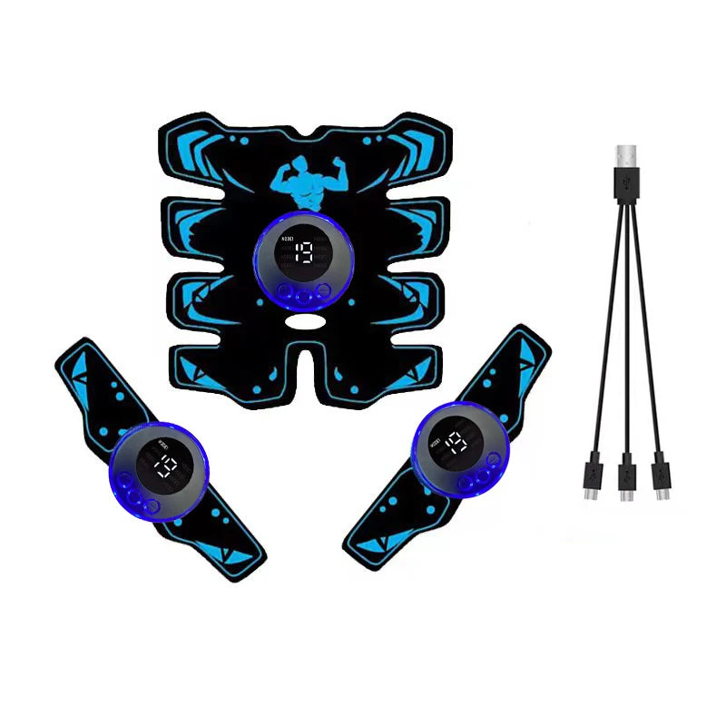 EMS Muscle Stimulator 3-in-1 Abdominal Trainer - USB Blue Relaxation Treatment USB 8pack3in1 Blue Tidesmit