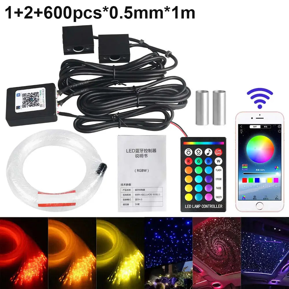 Fiber Optic Star Ceiling Kit - RGBW LED Car Roof Light System package F Tidesmit