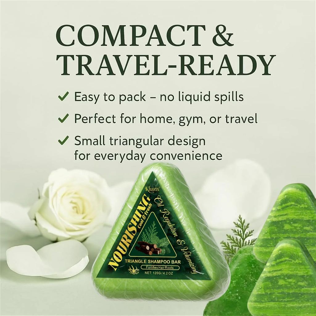 Green Triangle Soap Shampoo Bar with Usman Grass - Natural Cypress Leaf Solid Shampoo Bar for Natural Herbal Hair Care, Calming.