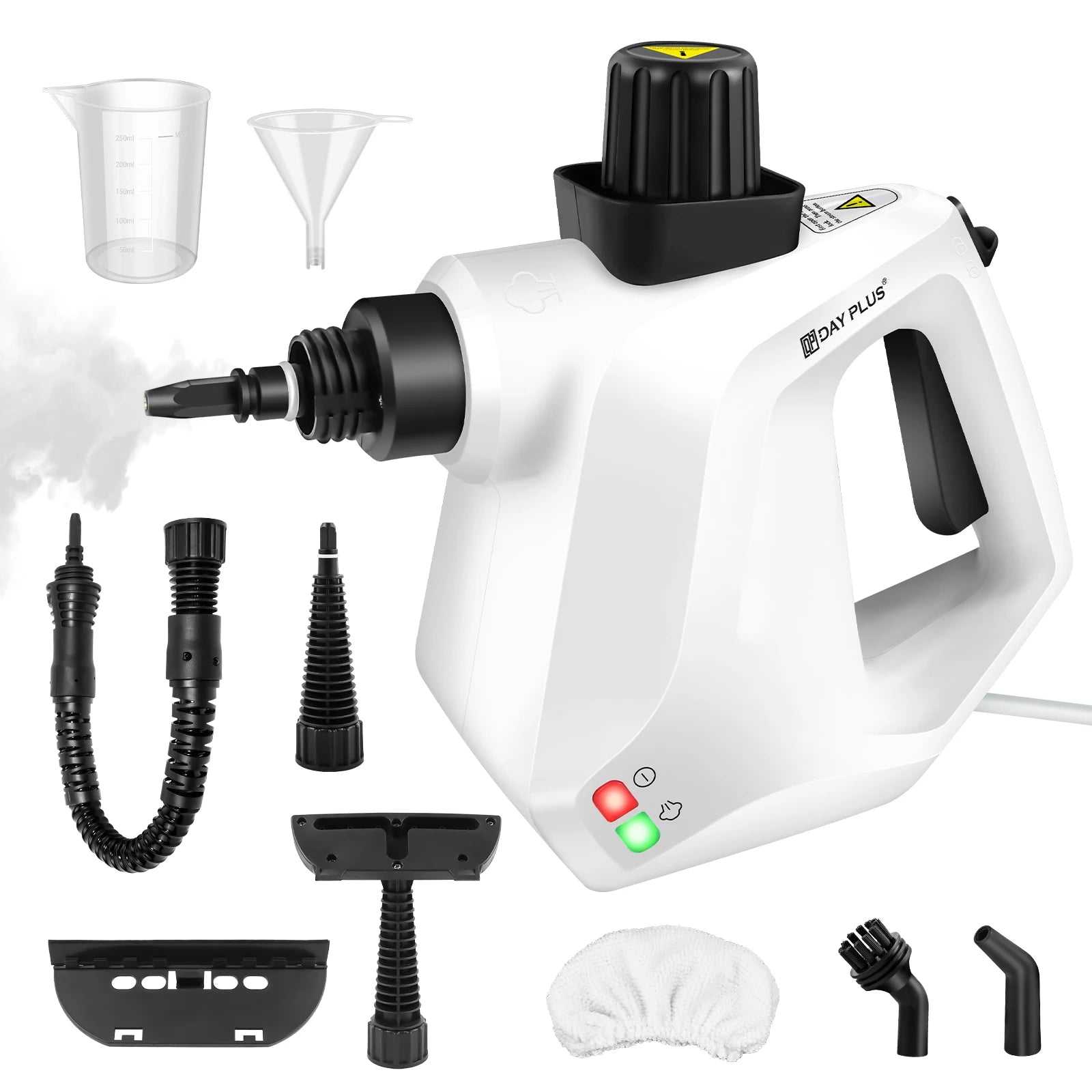 Tidesmit high pressure steam cleaner featuring 2.5m cable, steam cannon, and 9-piece accessory set for deep cleaning.