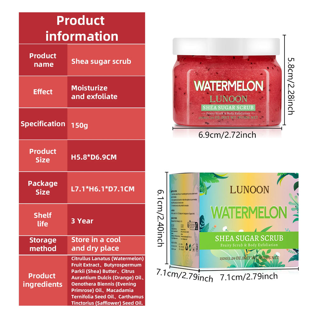 Watermelon Shea Sugar Scrub | Smoothing Body Exfoliator - 150g Scrubs Treatments Tidesmit