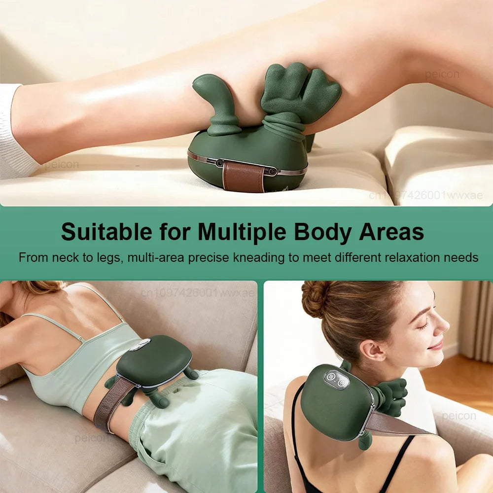 Electric Neck Massager: 4D Deep Tissue Kneading Tool (Green) Relaxation Treatment Tidesmit
