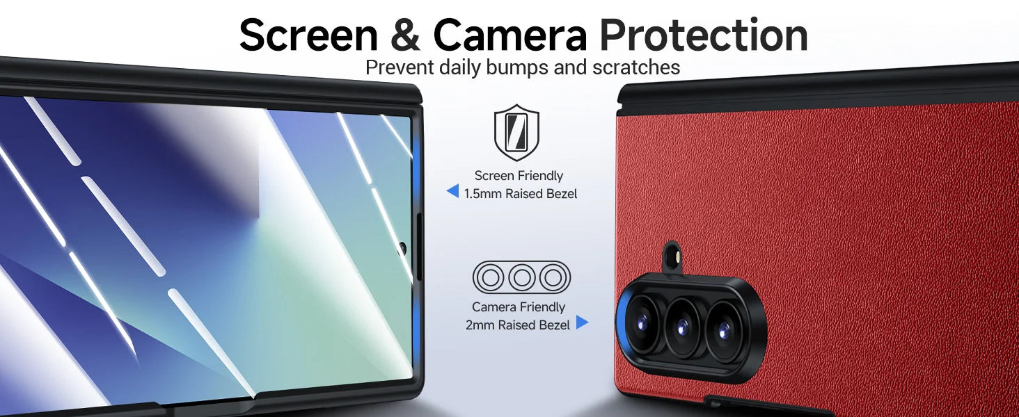 Samsung Galaxy Z Fold 7 Leather Case, Slim Magnetic Shock-Absorbing Cover Tidesmit