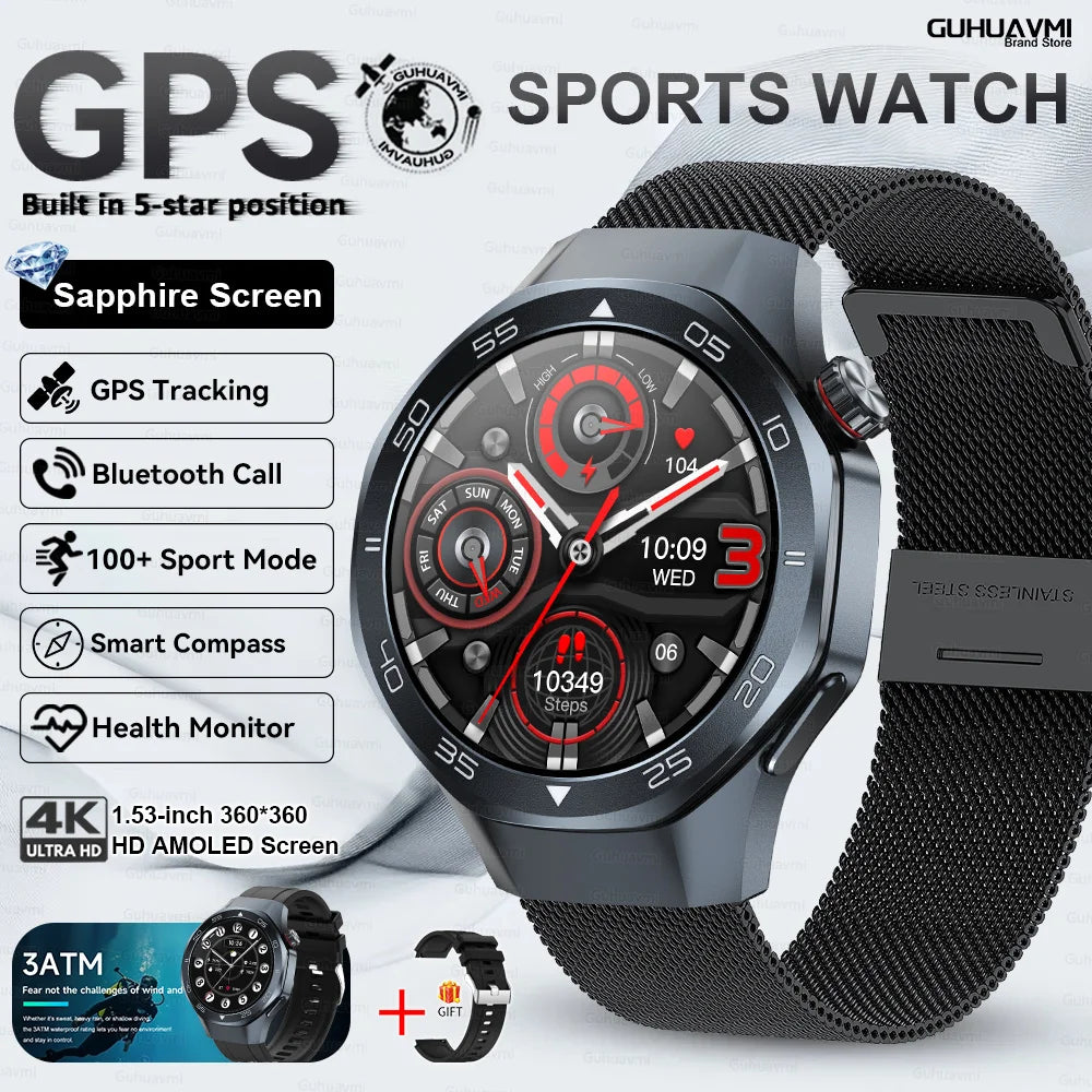 2026New Smart Watch GPS Positioning 3ATM Waterproof GPS Tracker Compass Men Bluetooth Call Heart rate 170+Sports Watch Men Women
