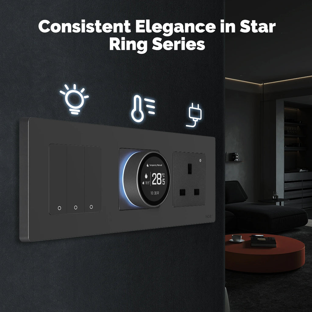 MOES ZigBee Star Ring Smart Thermostat, Knob Control for Water/Electric/Gas Boiler, Works with Alexa Google Home, 9 Languages