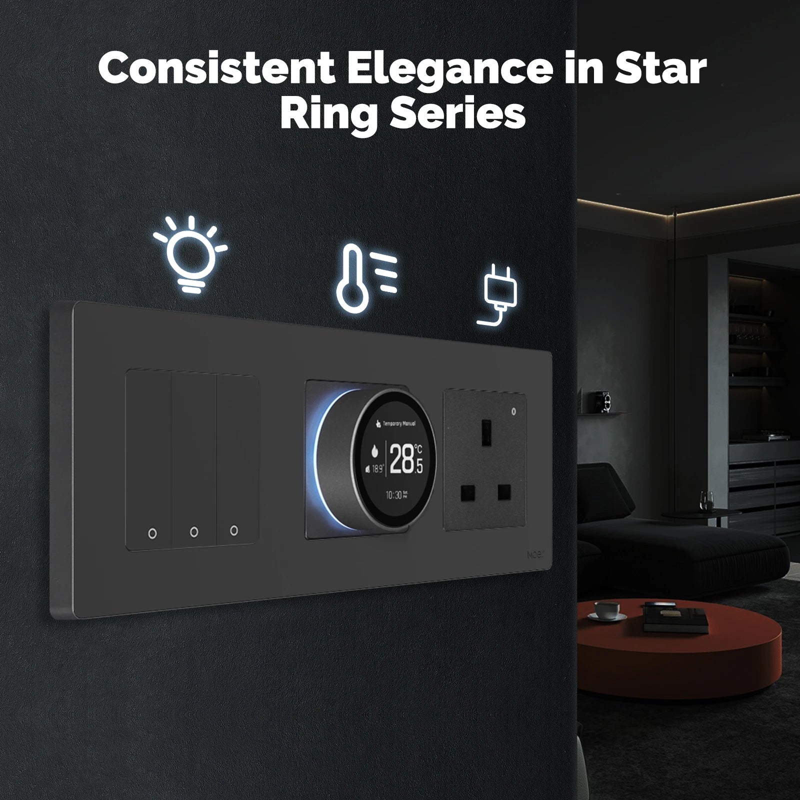 MOES ZigBee Star Ring Smart Thermostat, Knob Control for Water/Electric/Gas Boiler, Works with Alexa Google Home, 9 Languages