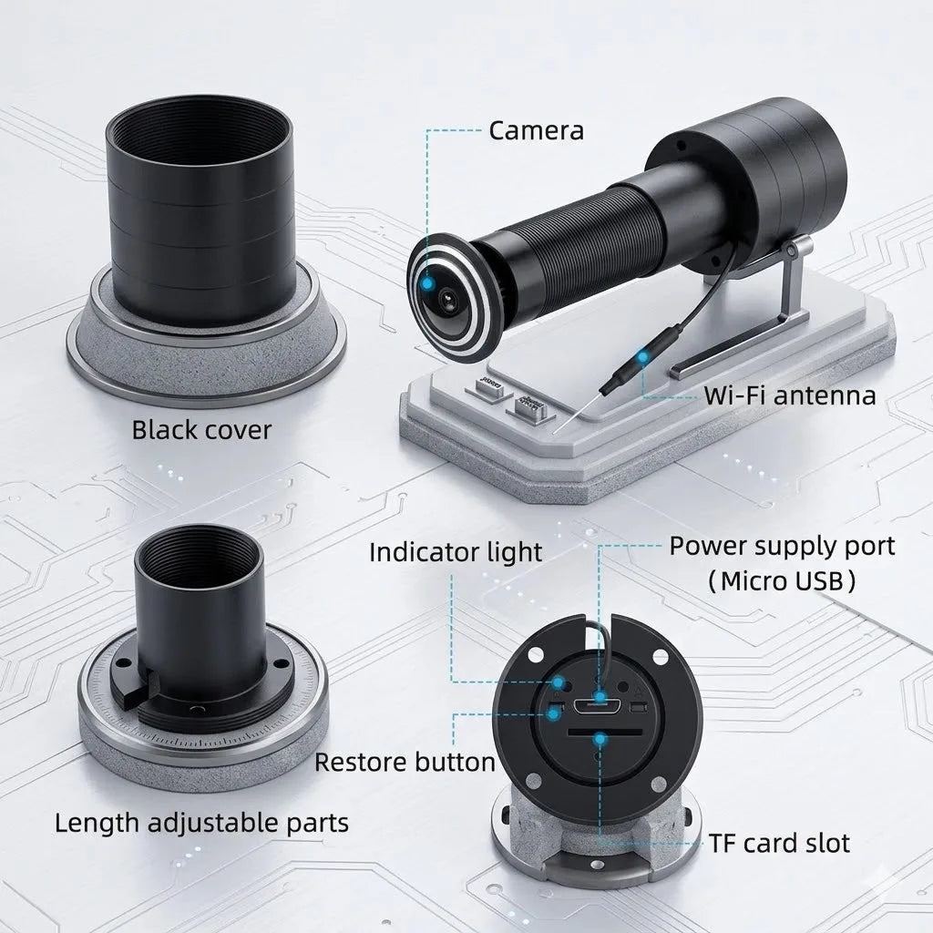 ZEMNIO 3MP 2K HD Smart Peephole Camera, 170° WiFi Video Doorbell, Two-Way/Motion, ICSee/XMEye App, 2.4G, Power Opt. EU/US/UK/AU