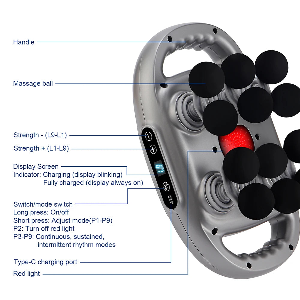 Deep Tissue Muscle Massage Gun | 12-Head Percussive Recovery Device Relaxation Treatment Tidesmit