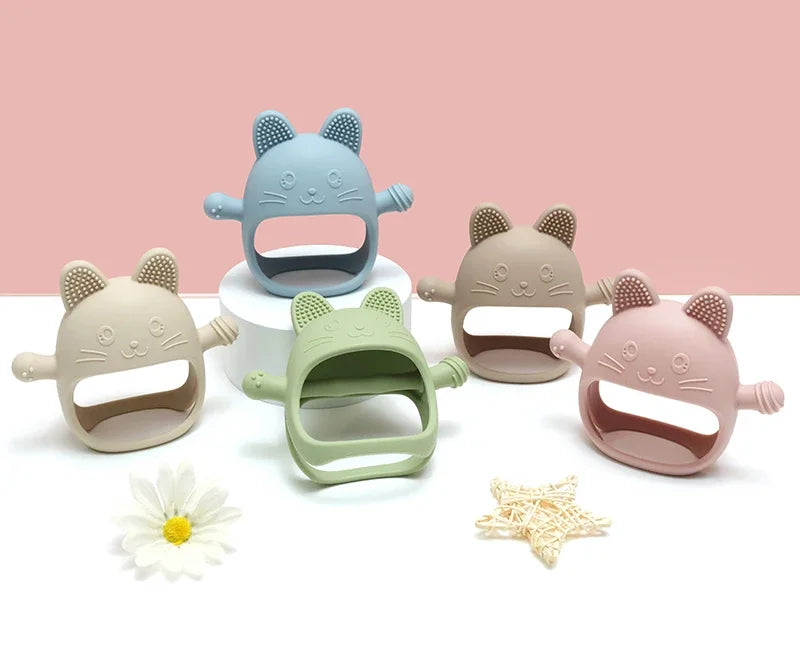 Baby Teether Cat Gloves Teether Silicone Anti-eating Hand Molar Stick Massage Gums Baby Anti-biting Teether Baby Accessories