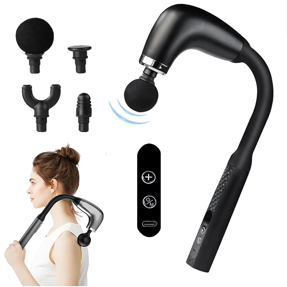 Portable Massage Gun: Deep Tissue Percussion Tool for Muscle Recovery Relaxation Treatment Upgrade Black Type C Charge