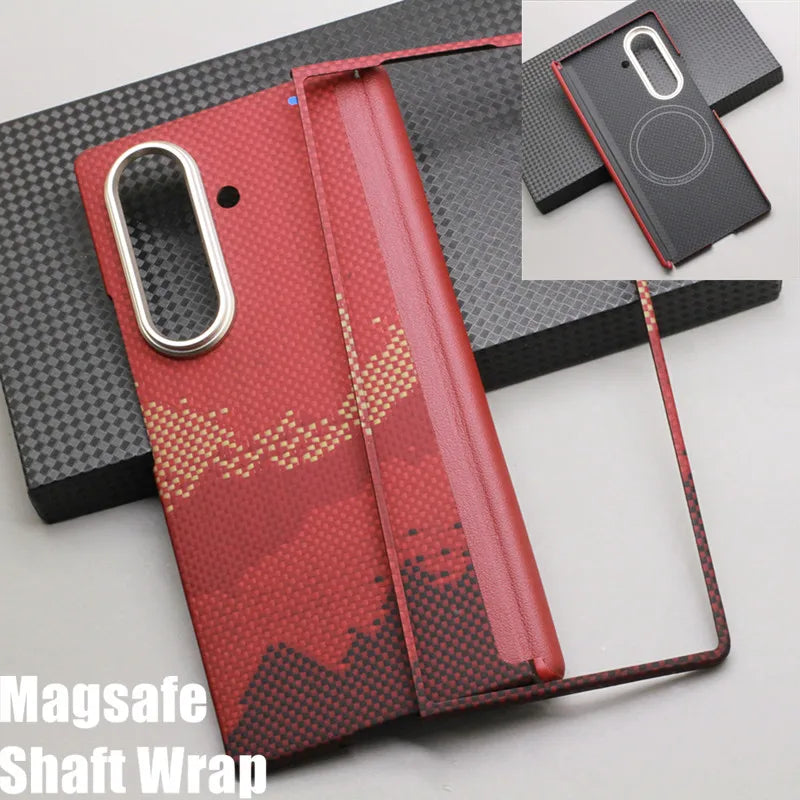 Samsung Galaxy Z Fold 7 Aramid Fiber Case | Slim Shock-Absorbing Cover Red 4 - Shaft Wrap Tidesmit