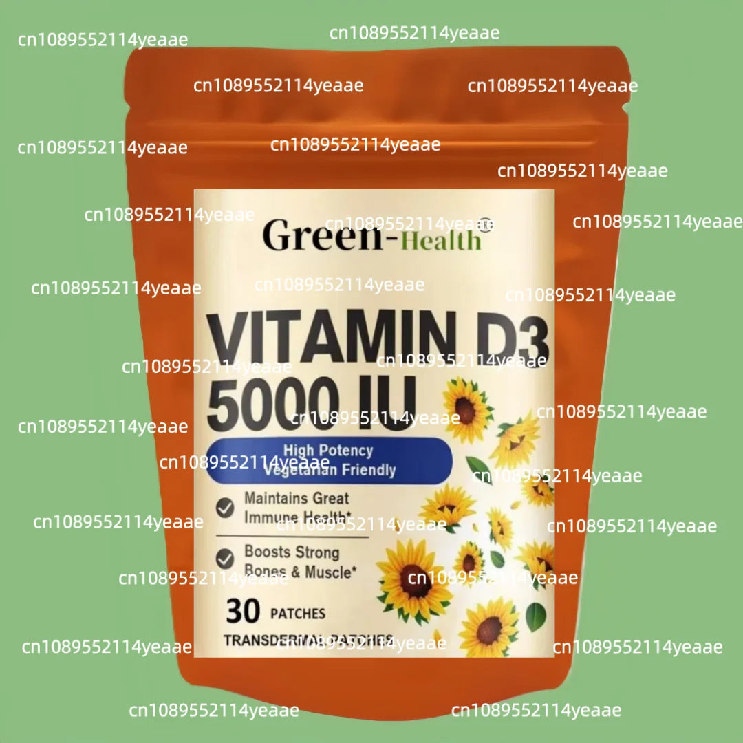 Tidesmit Vitamin D3 5000 IU transdermal patches for strong bones, muscle function, and cardiovascular health. 30 count.