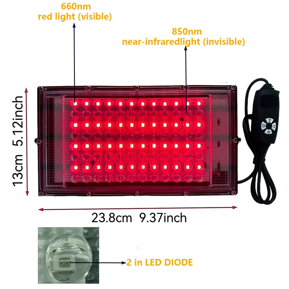 660nm&850nmRed Light Therapy Lamp LED Infrared Light Therapy Near Infrared Light Device Full Body Pain Relief Skin Care Device