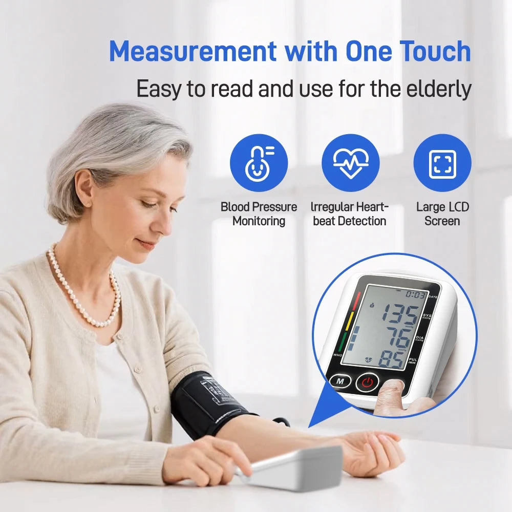 Digital Sphygmomanometer Medical Health Detector Home Upper Arm Blood Pressure Measur Adult kid Pulse Monitor sphygmomanometer