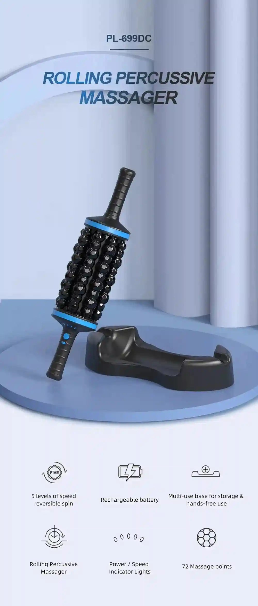 Electric Massager: Rechargeable Deep Tissue Tool for Muscle Relief Massage Roller Tidesmit