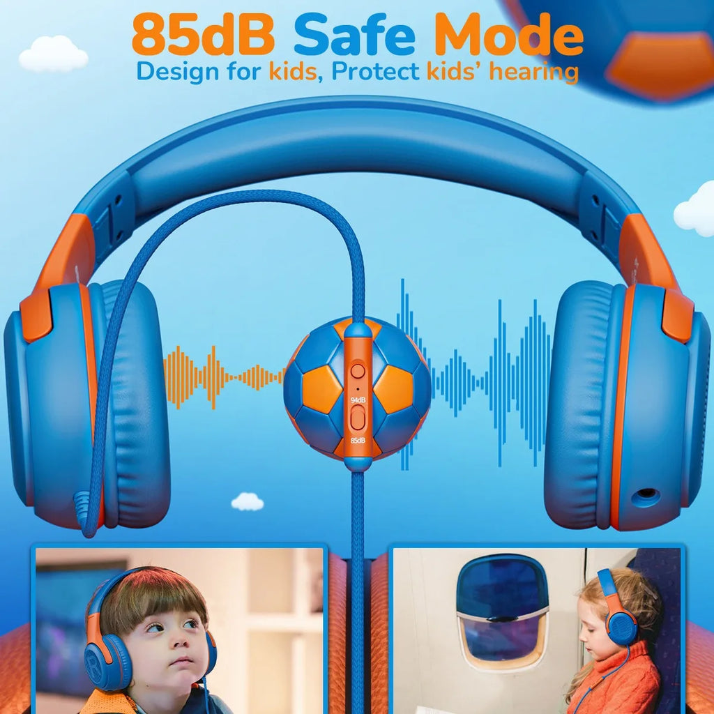 Kids Wired Headphones with Microphone - Foldable Over-Ear Tidesmit Tidesmit