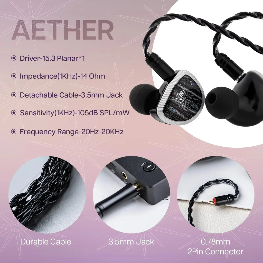 Kiwi Ears Aether Planar IEMs: 15.3mm Driver Gaming Audio | Tidesmit Tidesmit