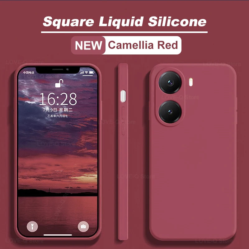 Poco X7 Pro Liquid Silicone Case: Shock-Absorbing Slim Fit Cover Camellia red Tidesmit